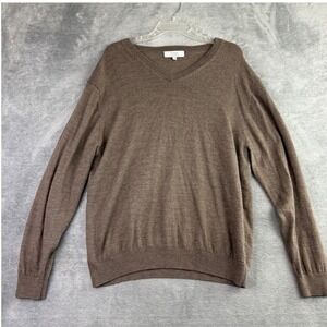 Turnbury Extra Fine Merino Wool V-Neck Sweater Brown Mens‎ XL Preppy Office